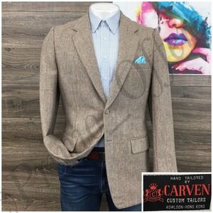 Vintage Bespoke Mens Blazer Sport Coat Casual Jacket Size‎ 39 X-Long Tweed Suit